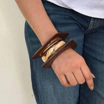 Earthly Brown Wooden Bangle Combo