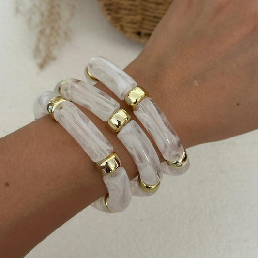 White Retro Acrylic Bracelet