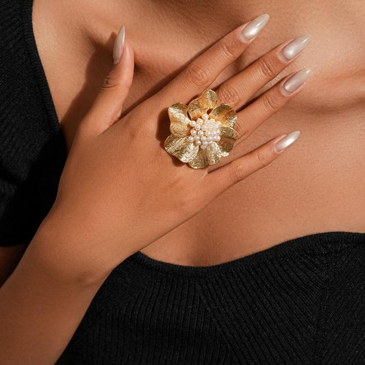 Golden Bloom Statement Ring