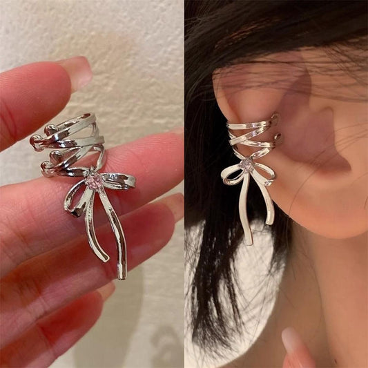 Silver Bow Ear Cuff
