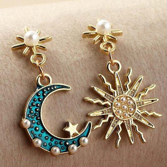 Magic Sun & Moon Alloy Earrings