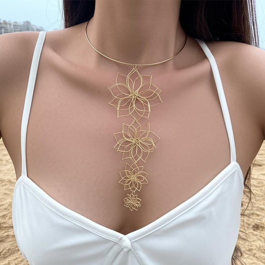 Golden Bloom Cascade Necklace