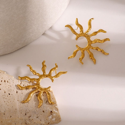 Golden Sunburst Statement Earrings