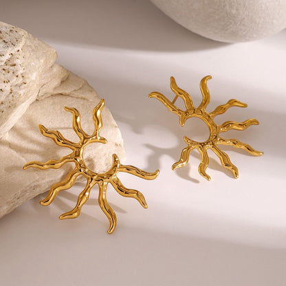 Golden Sunburst Statement Earrings