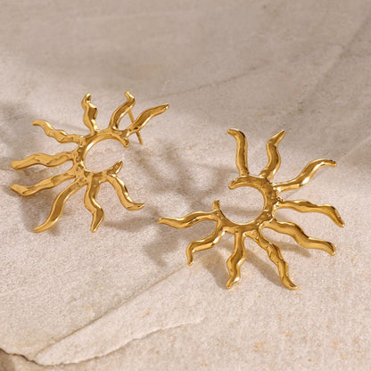 Golden Sunburst Statement Earrings