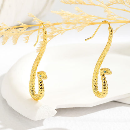 Golden Serpent Drop Earrings