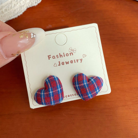 Cozy Gingham Charm Fabric Studs