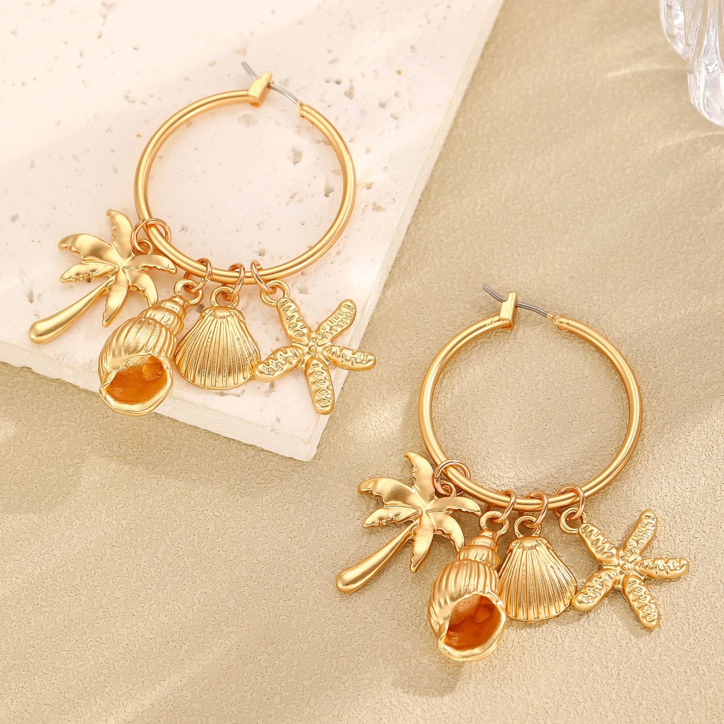 Golden Beach Hoop Earrings