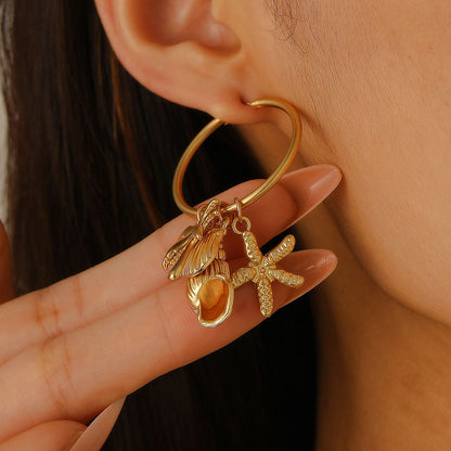 Golden Beach Hoop Earrings