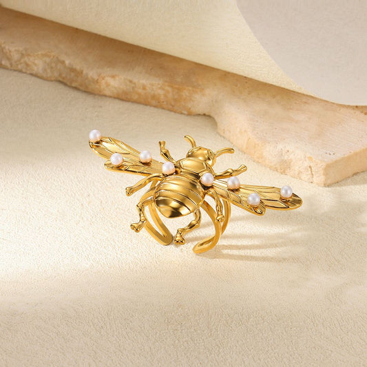 Gilded Bee Statement Ring