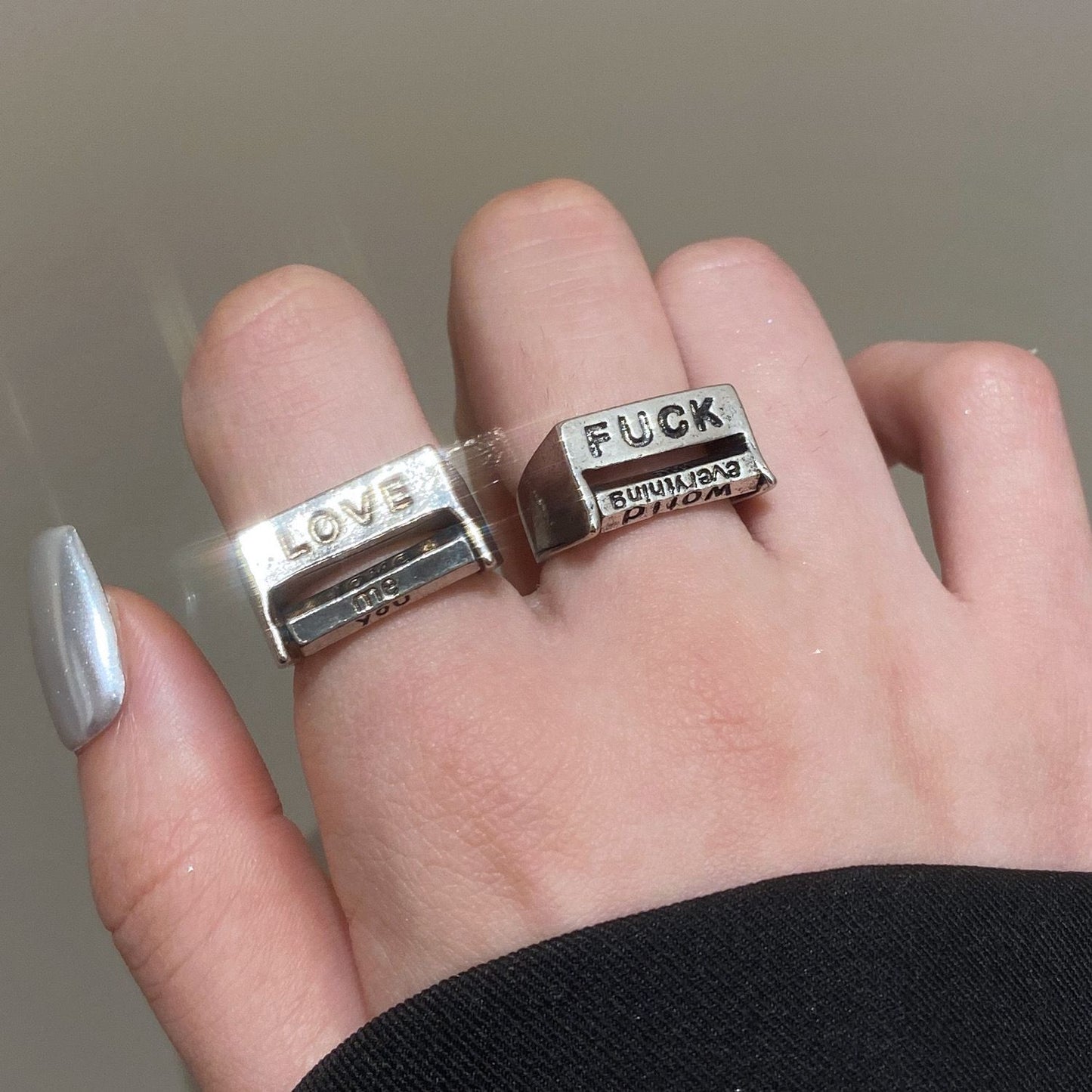 Mood Stamp Statement Slider Rings (LOVE/FUCK)