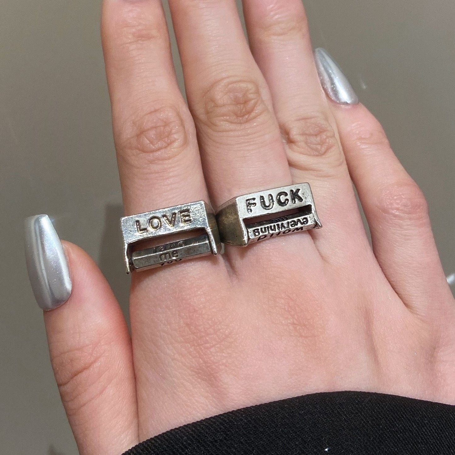 Mood Stamp Statement Slider Rings (LOVE/FUCK)