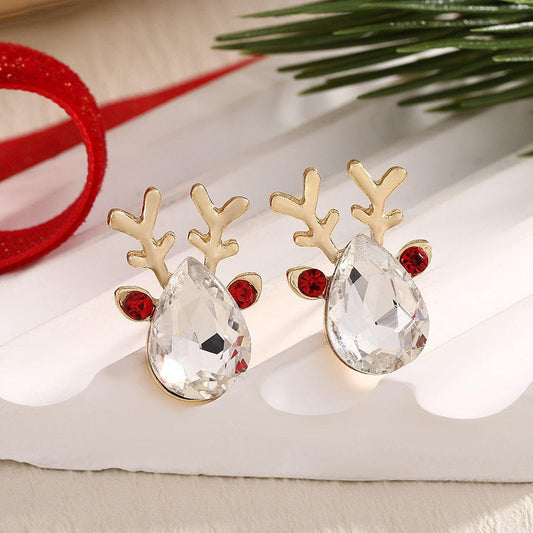 Crystal Reindeer Christmas Studs
