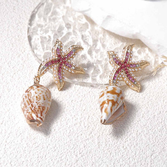 Starfish Shell Drop Earrings