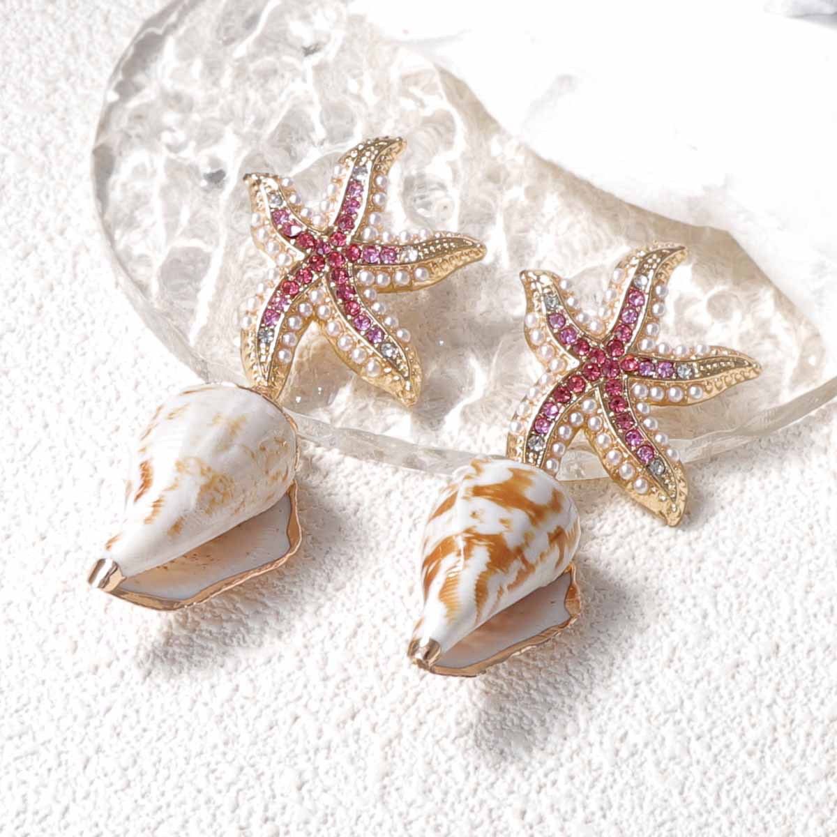 Starfish Shell Drop Earrings