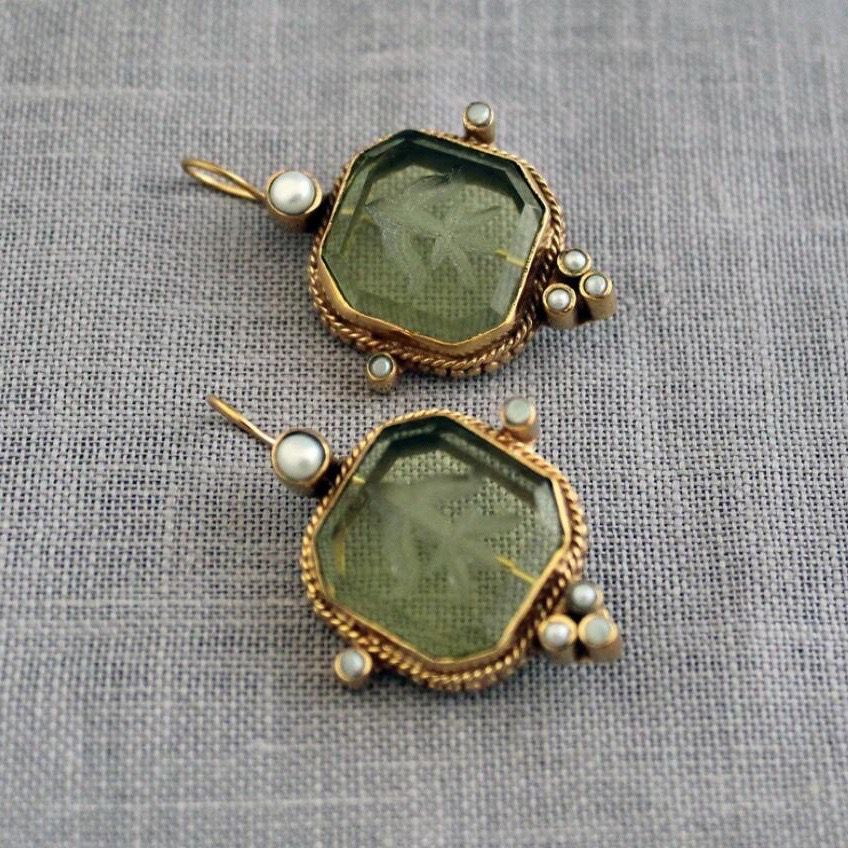 Sage Pearl Drop Earring