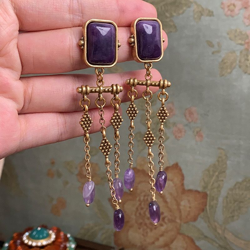 Amethyst Royale Tassel Earrings
