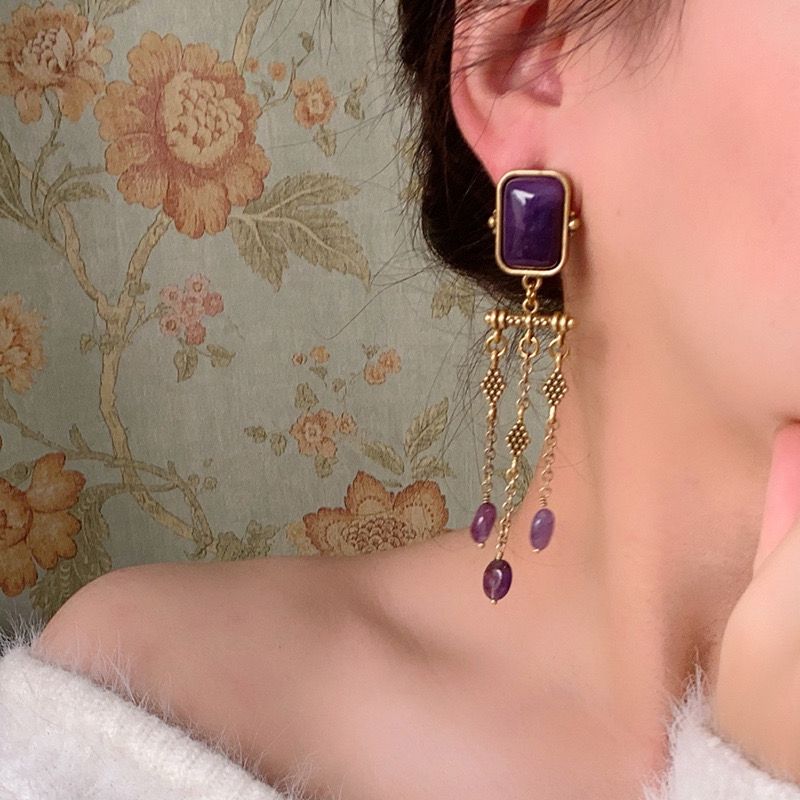 Amethyst Royale Tassel Earrings