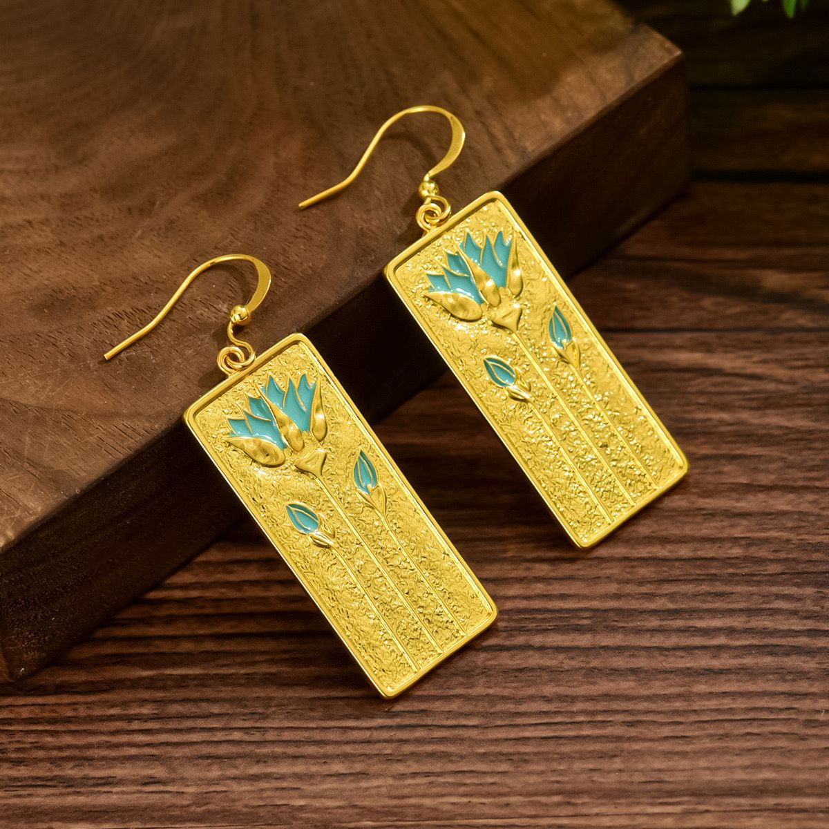 Gilded Lotus Drop Earrings