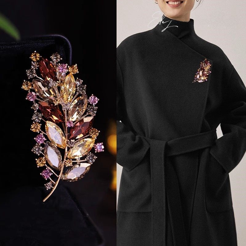 Golden Autumn Leaf Brooch