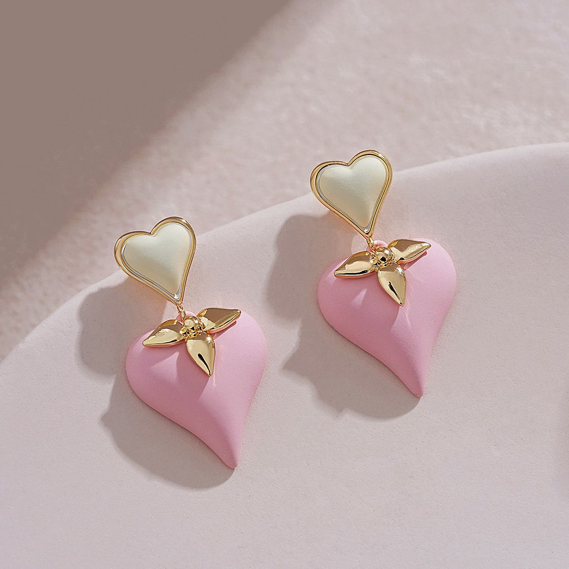 Heart Petal Drop Earrings| No Piercing Needed