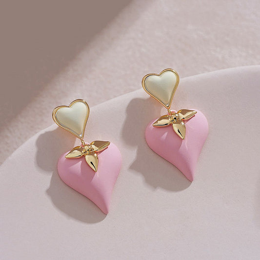 Heart Petal Drop Earrings| No Piercing Needed