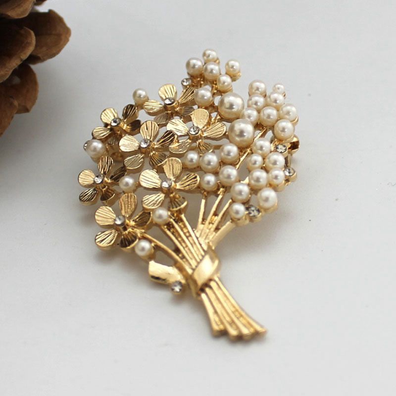 Golden Bouquet Pearl Brooch