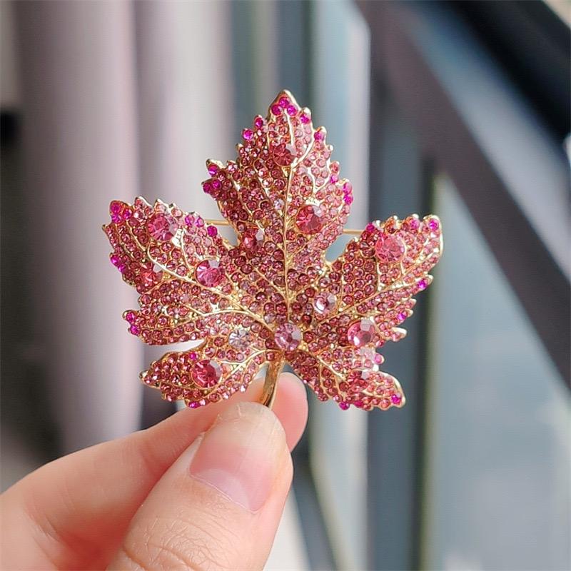 Autumn Leaf Rhinestone Brooch