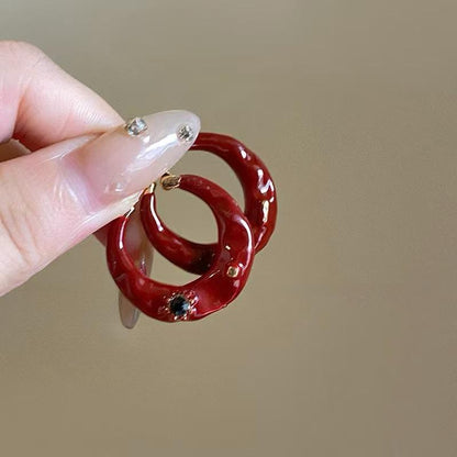 Chunky Red Hoops Earring