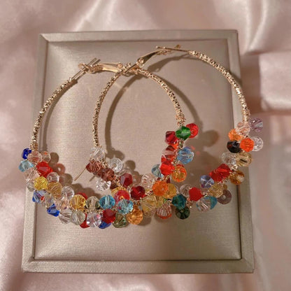 Multi Colour Crystal Hoop Earring