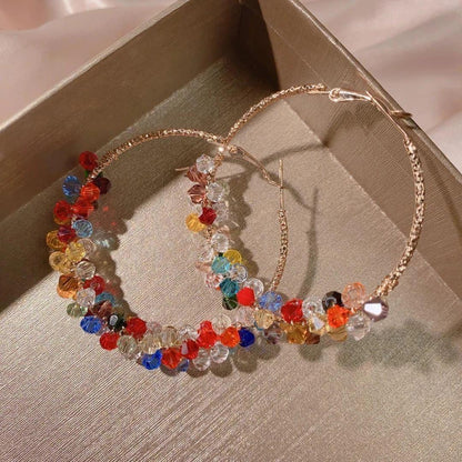 Multi Colour Crystal Hoop Earring
