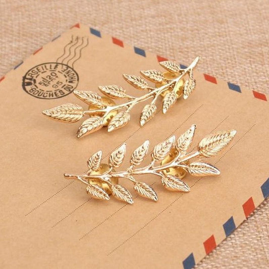 Golden Leaf Collar Brooch Set