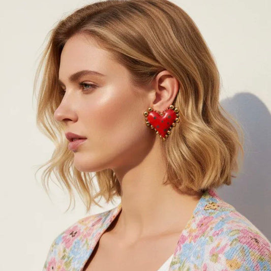 Dot Heart Stud Earrings