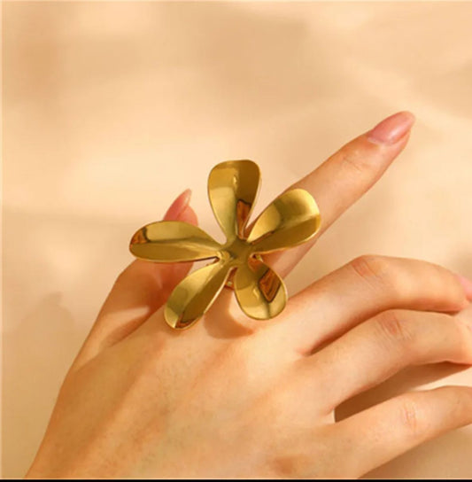 Gilded Petal Bloom Ring