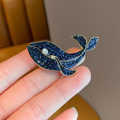 Whale Crystal Brooch