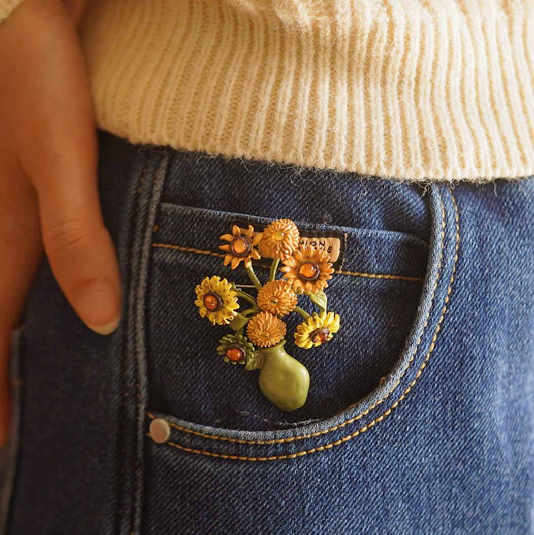 Sunflower Bouquet Brooch