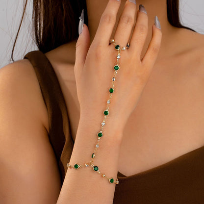 Emerald Minimal Hand Chain