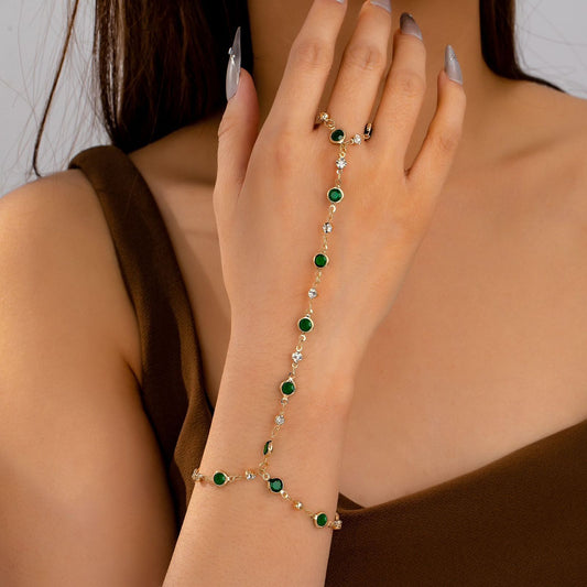 Emerald Minimal Hand Chain