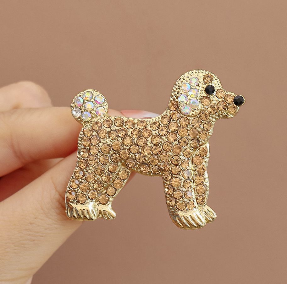 Golden Glam Poodle Brooch