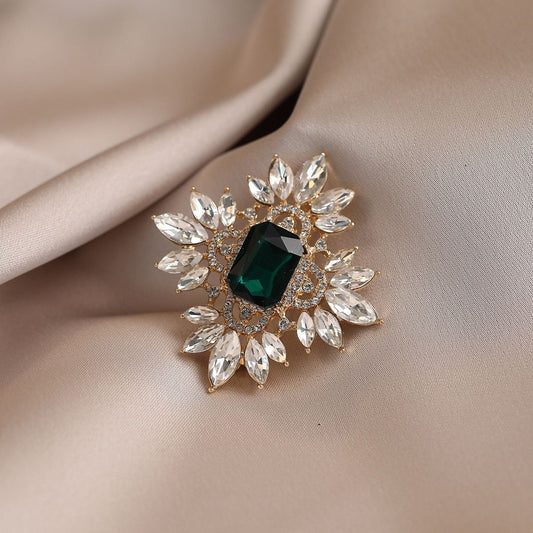 Emerald Metal Brooch
