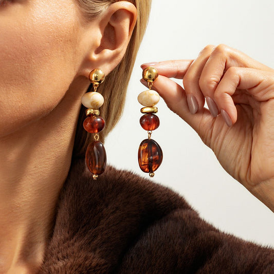 Amber Glow Tiered Earrings