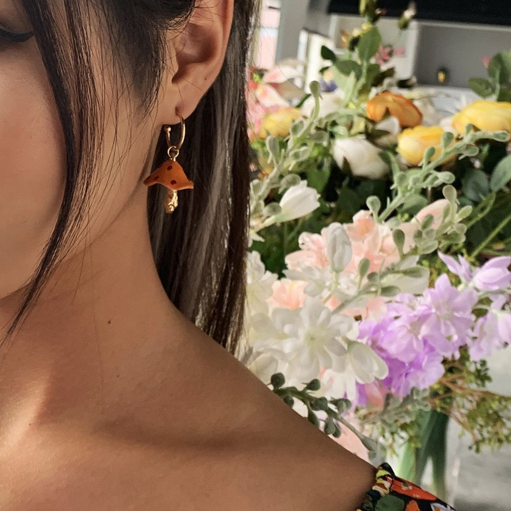 Sunset Mushroom Charm Hoops