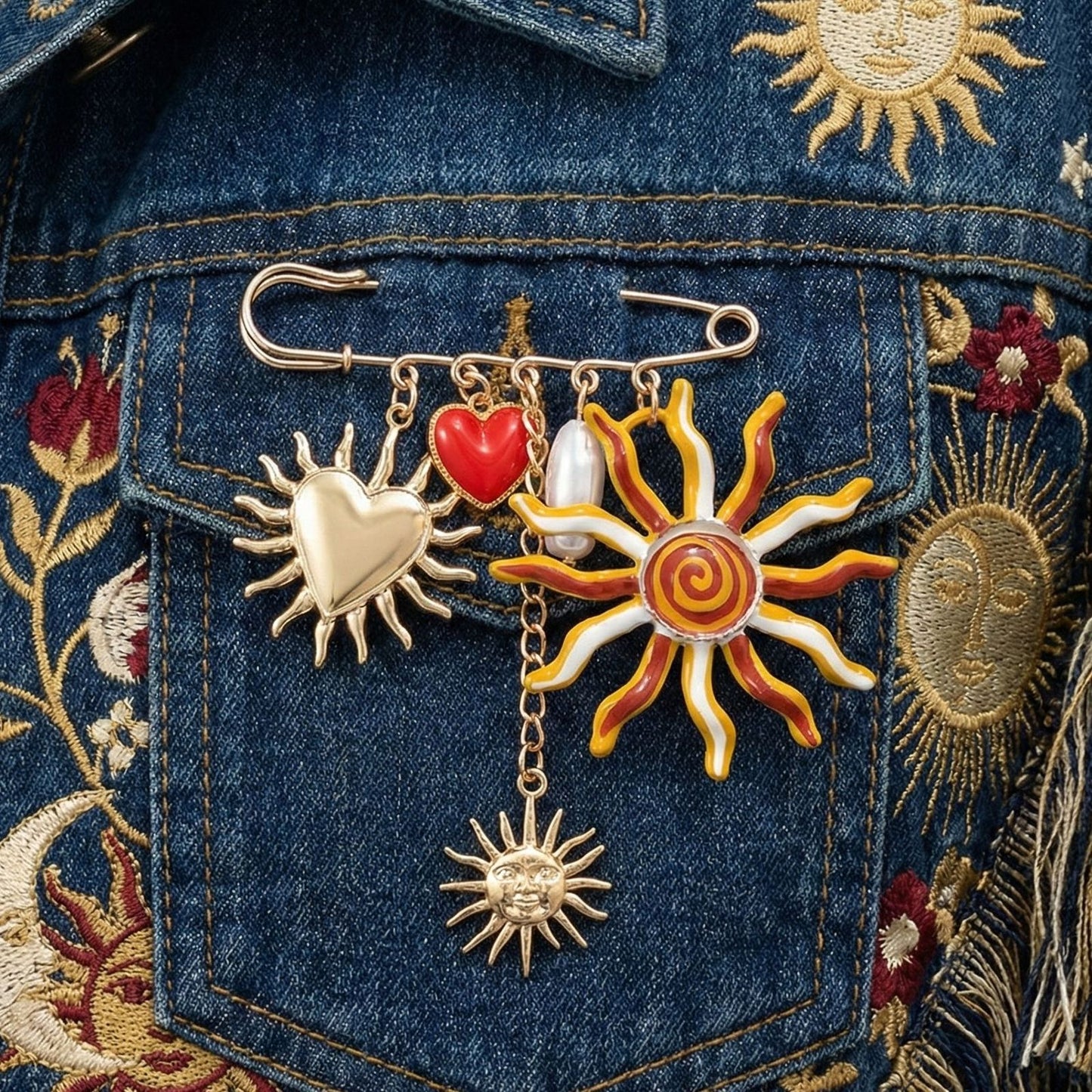 Sun Chaser Safety Pin Brooch