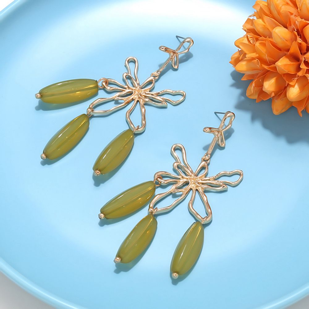 Olive Bloom Statement Earrings
