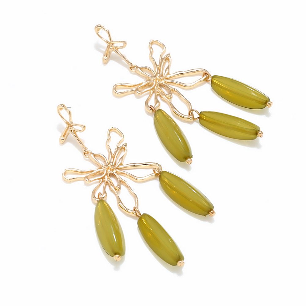 Olive Bloom Statement Earrings