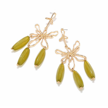 Olive Bloom Statement Earrings