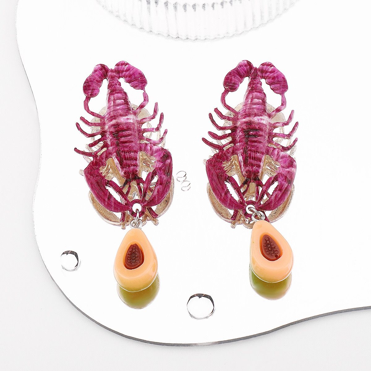 Lobster & Papaya Drop Earrings
