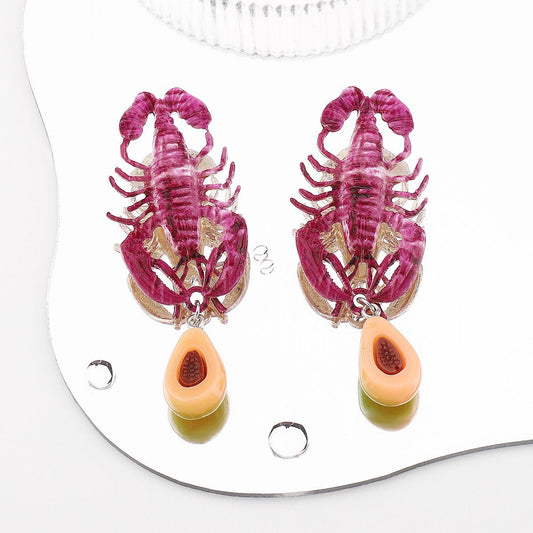 Lobster & Papaya Drop Earrings