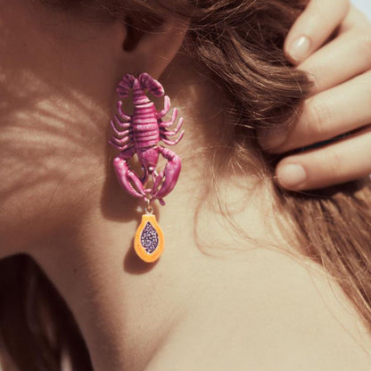Lobster & Papaya Drop Earrings