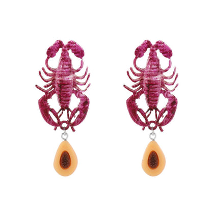 Lobster & Papaya Drop Earrings